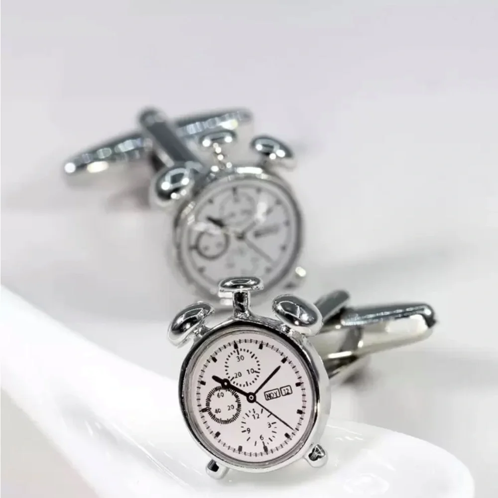 Silver Stopwatch Dial Cufflinks - Men Accessories